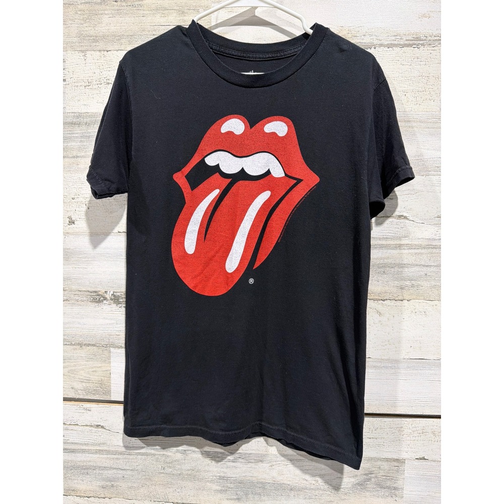 Bravado Rolling Stones Graphic Tee Women Small Black Tongue Logo EUC